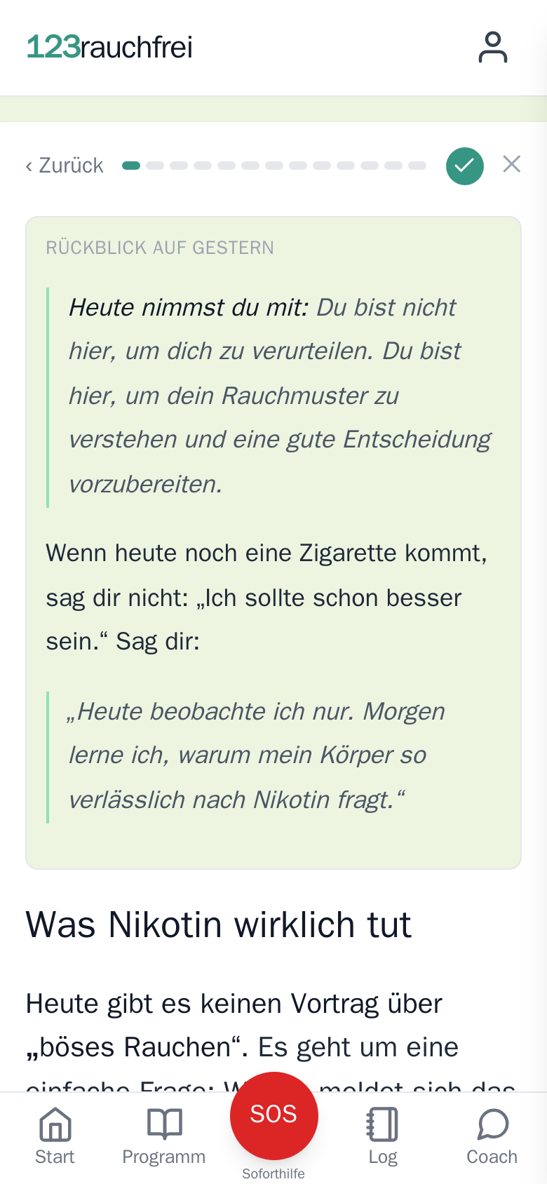 Eine Tageslektion im Kurs