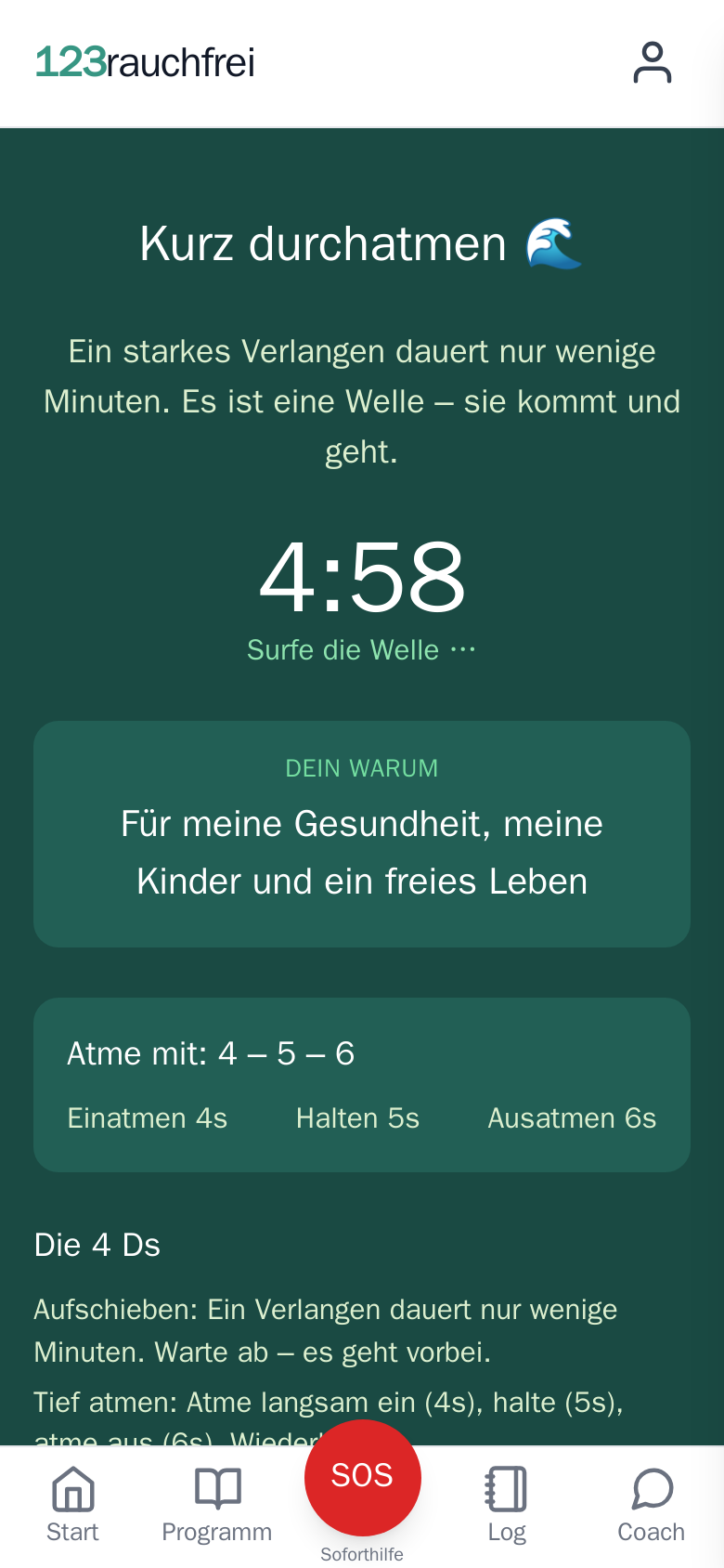 Soforthilfe bei Rauchverlangen mit Atemübung